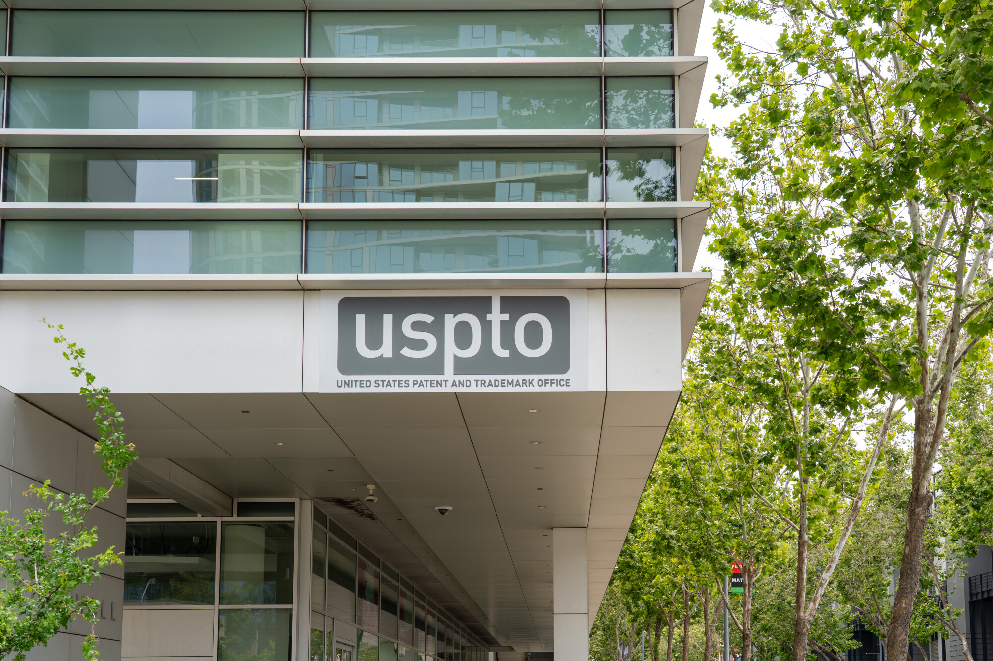 The sign of USPTO (United States Patent and Trademark Office)