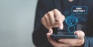 Chatbot conversation Ai Artificial Intelligence technology online customer service. Digital chatbot, robot application, OpenAI generate.